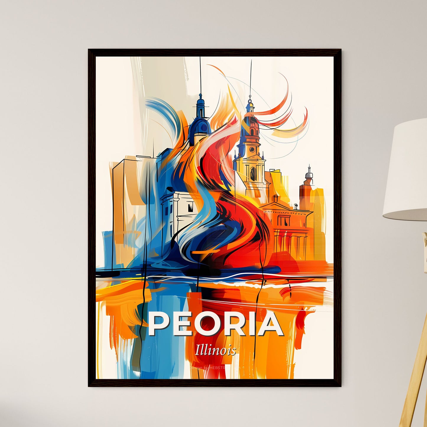 Vibrant Peoria, Illinois - A Painting Of A Building With A Colorful Brushstroke