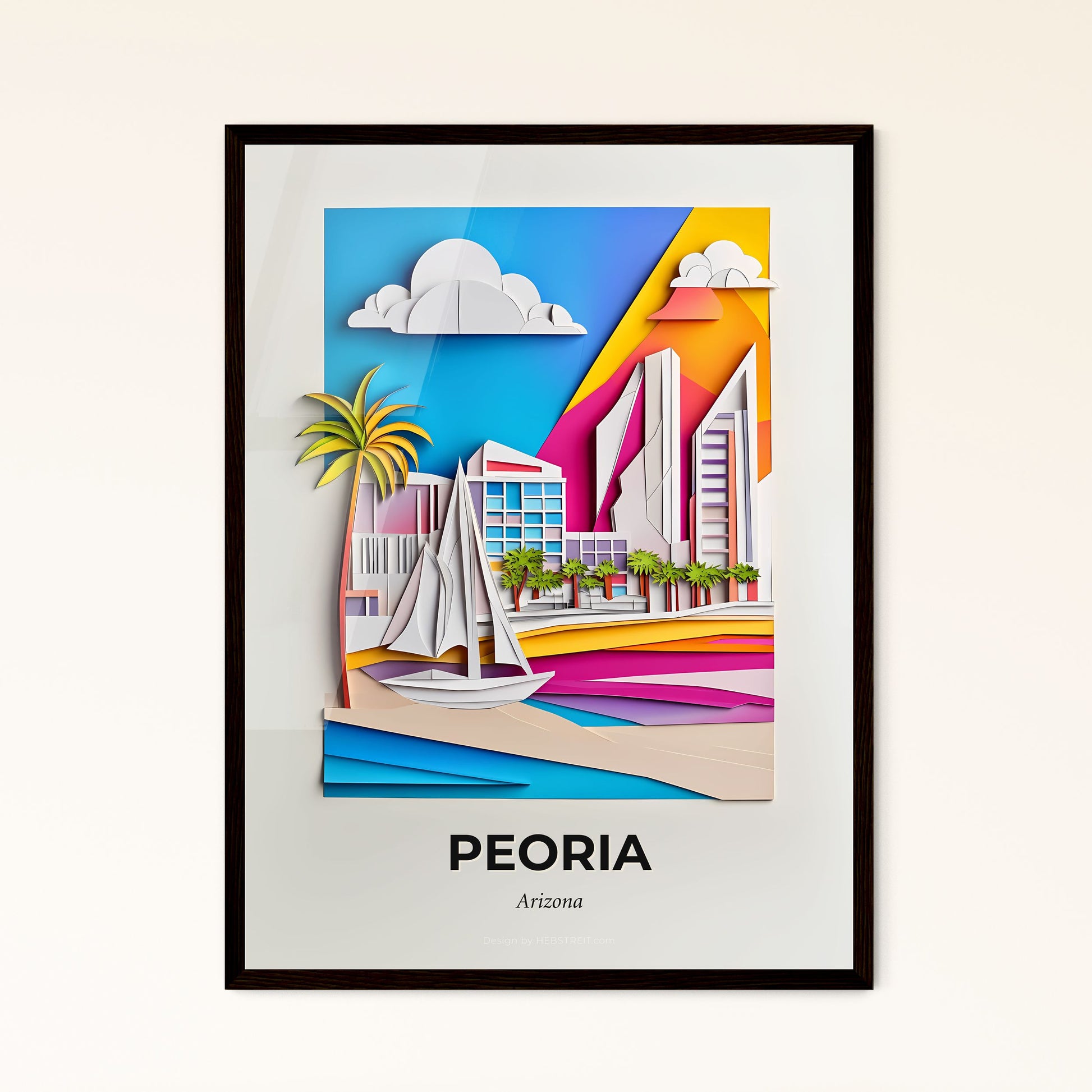 Vivid Peoria, Arizona - a paper cut of a sailboat on a beach