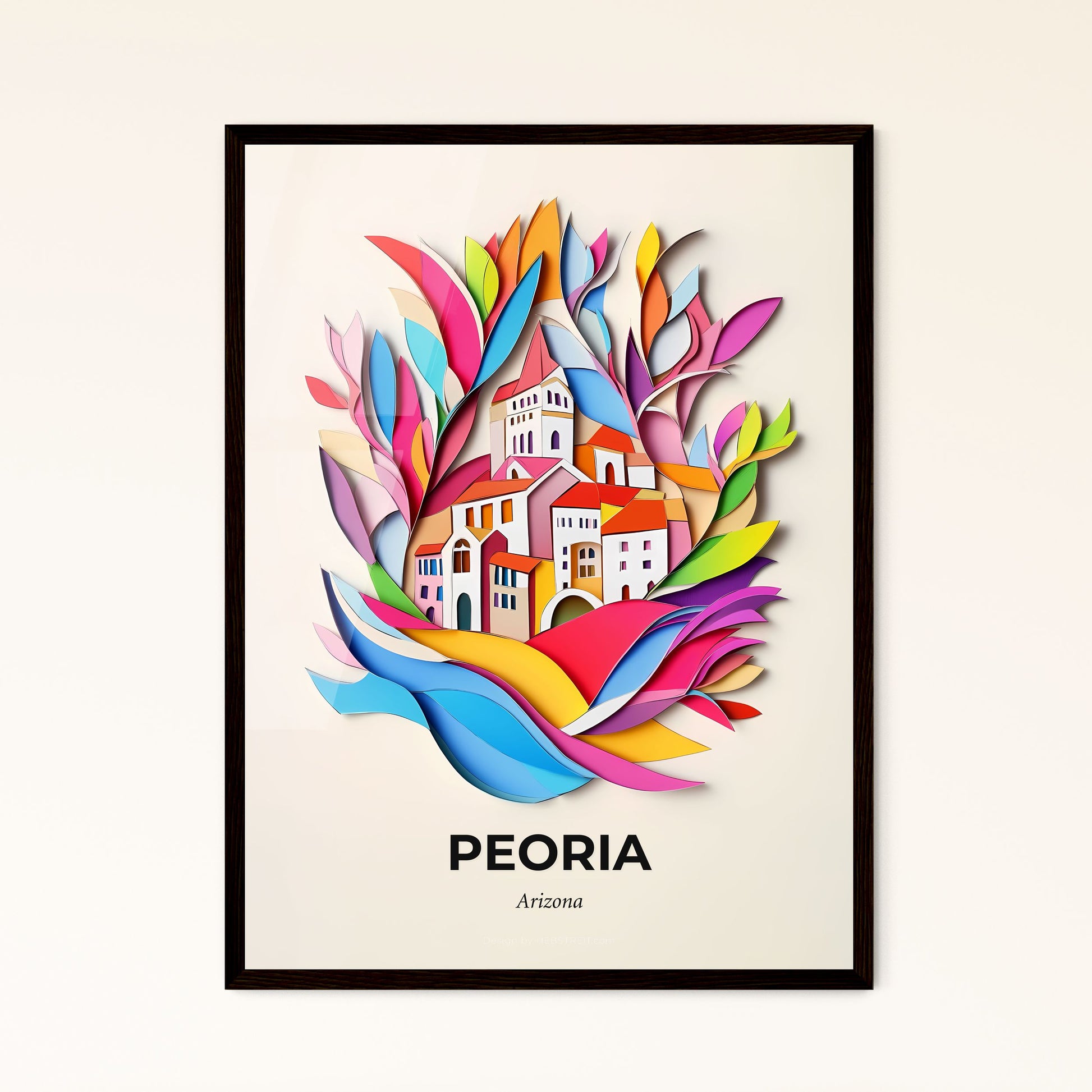 Vivid Peoria, Arizona - a colorful paper cut of a church surrounded by colorful leaves