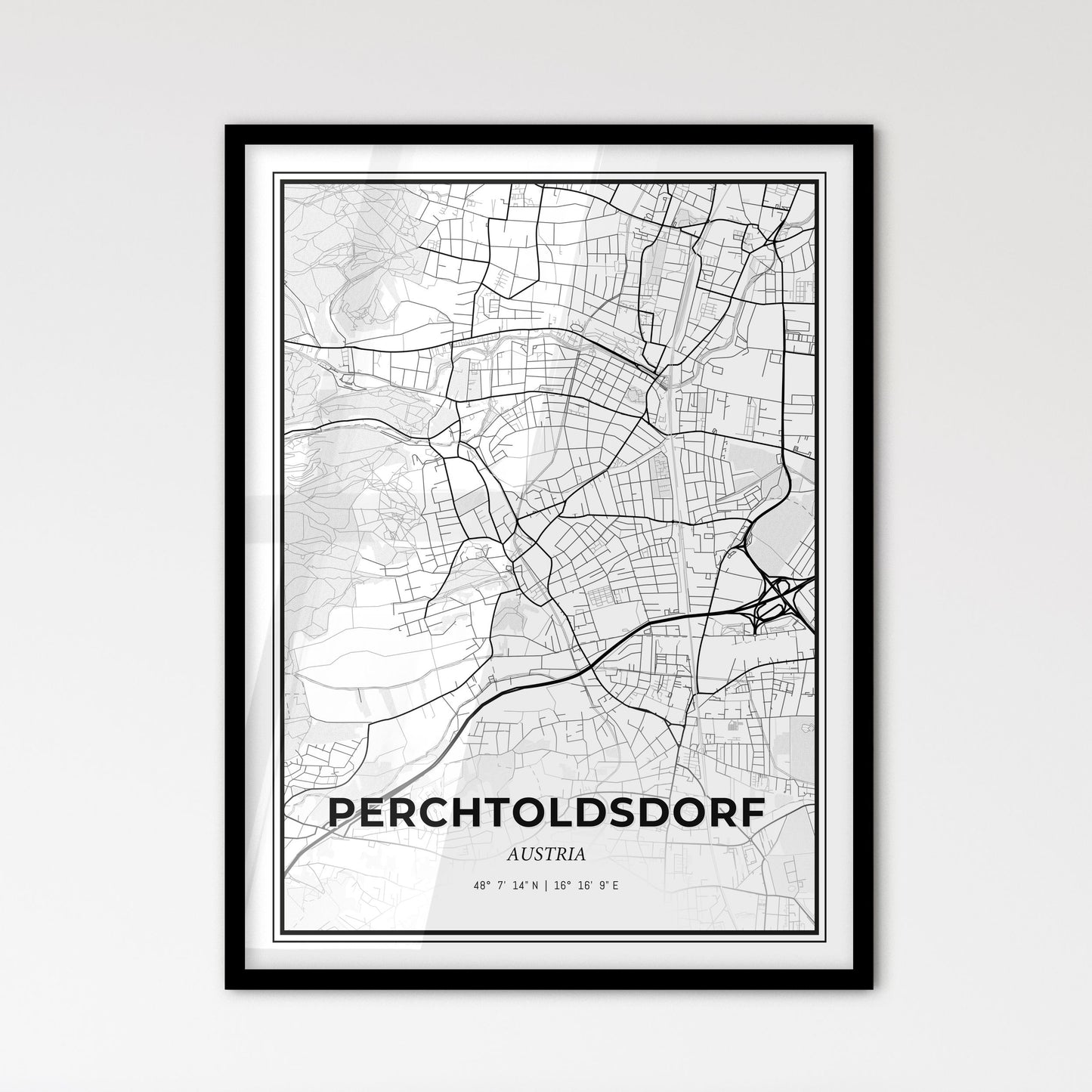 Perchtoldsdorf Austria - Scandinavian Style City Map for Modern Home Decor