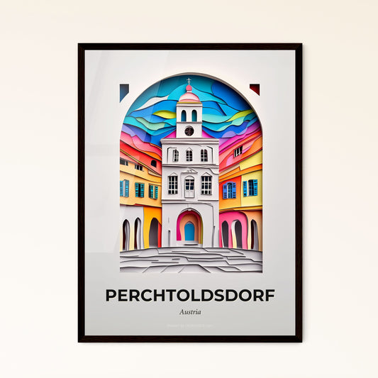 Vivid Perchtoldsdorf, Austria - a clock tower with a colorful sky in the background