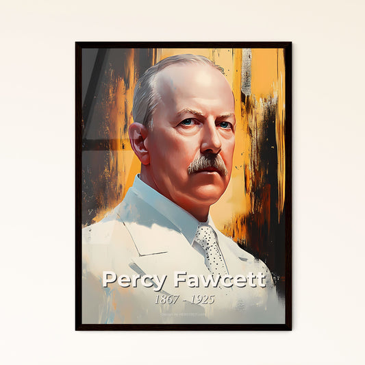 Portrait of Percy Fawcett, 1867 - 1925. Impressionistic painting of a man with a mustache.