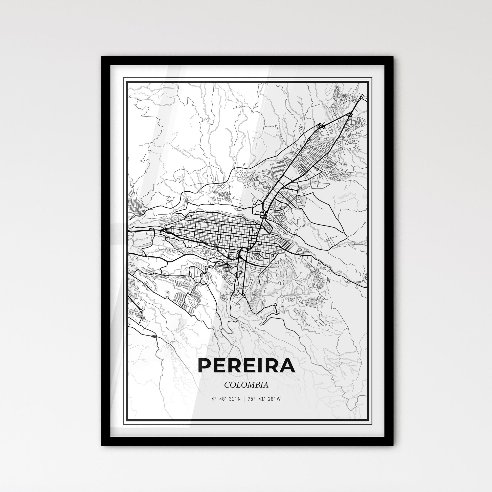 Pereira Colombia - Scandinavian Style City Map for Modern Home Decor