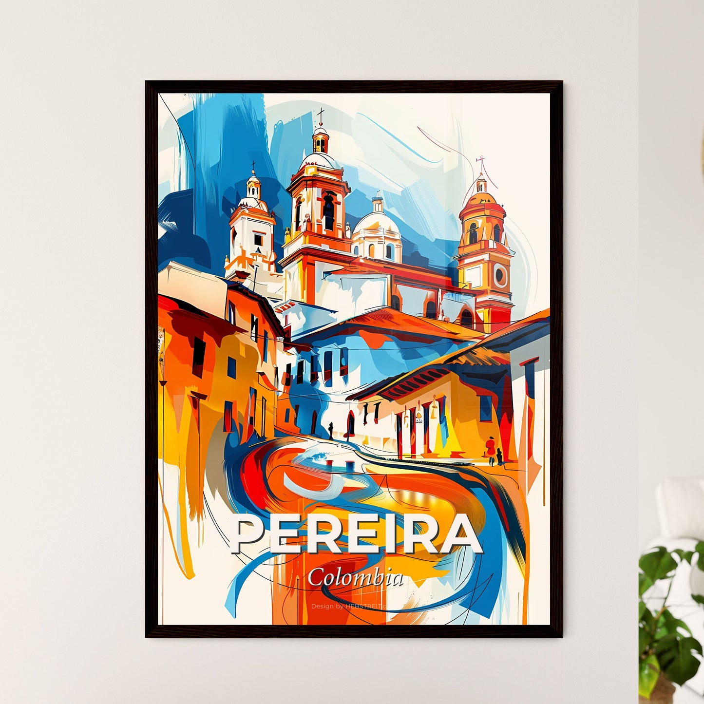 Vibrant Pereira, Colombia - A Colorful Painting Of A Building