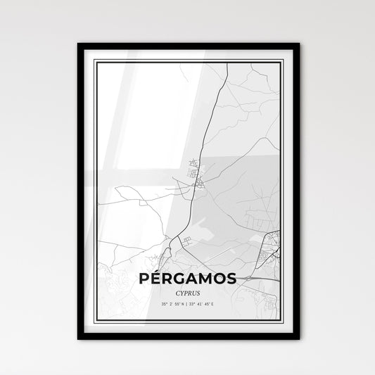 Pérgamos   Cyprus - Scandinavian Style City Map for Modern Home Decor