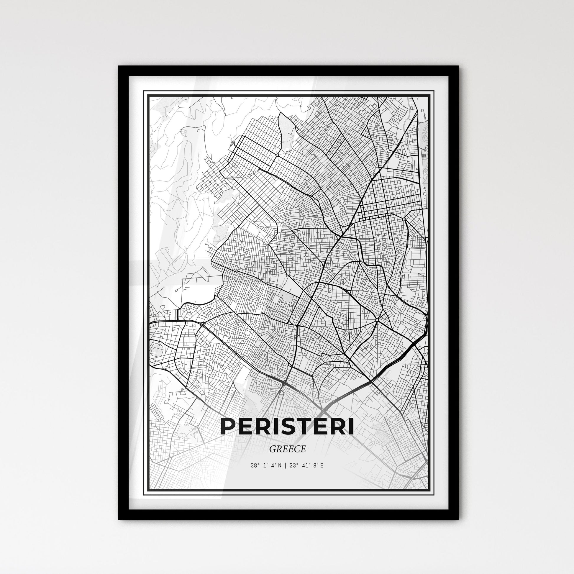 Peristeri Greece - Scandinavian Style City Map for Modern Home Decor