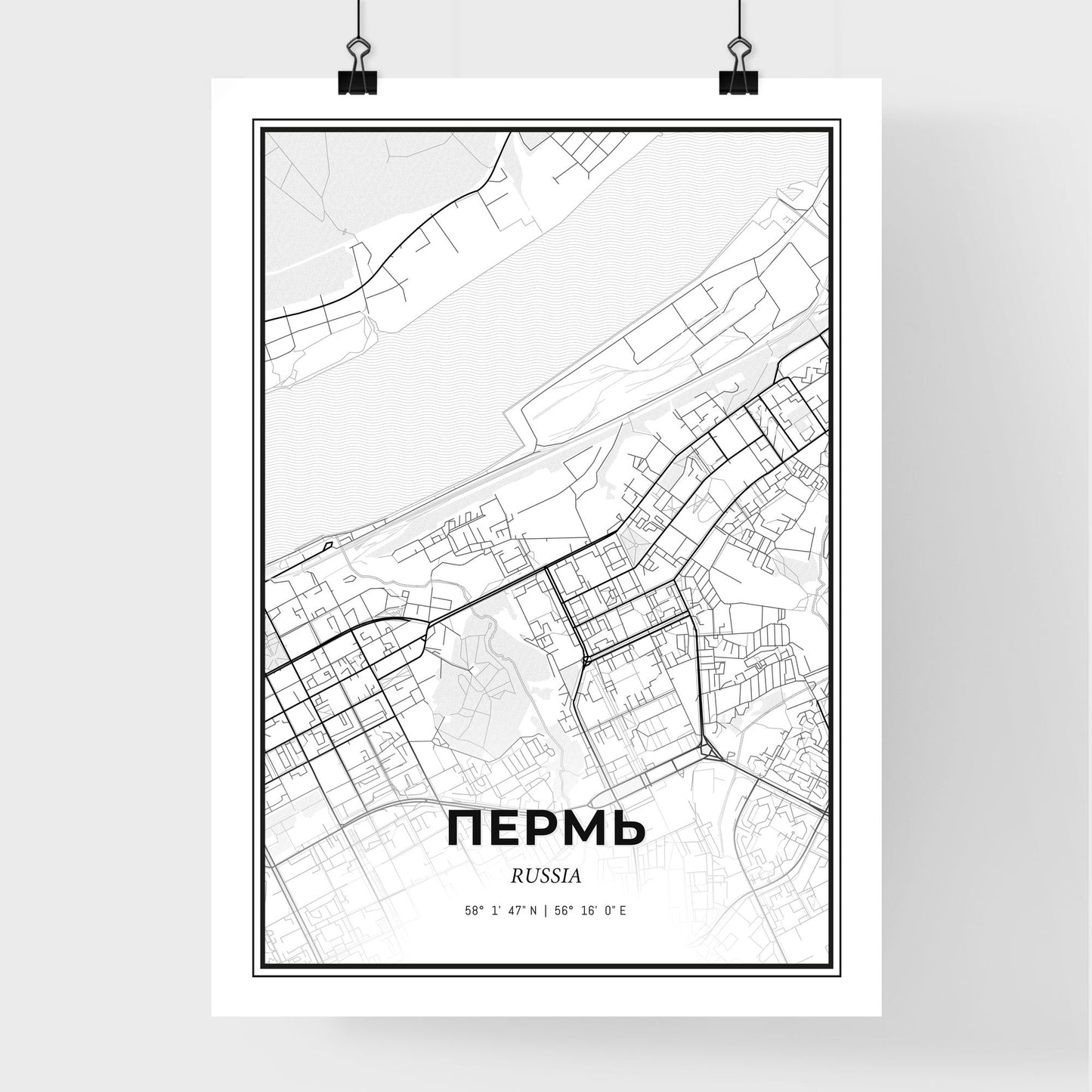 Perm Russia - Premium City Map Poster