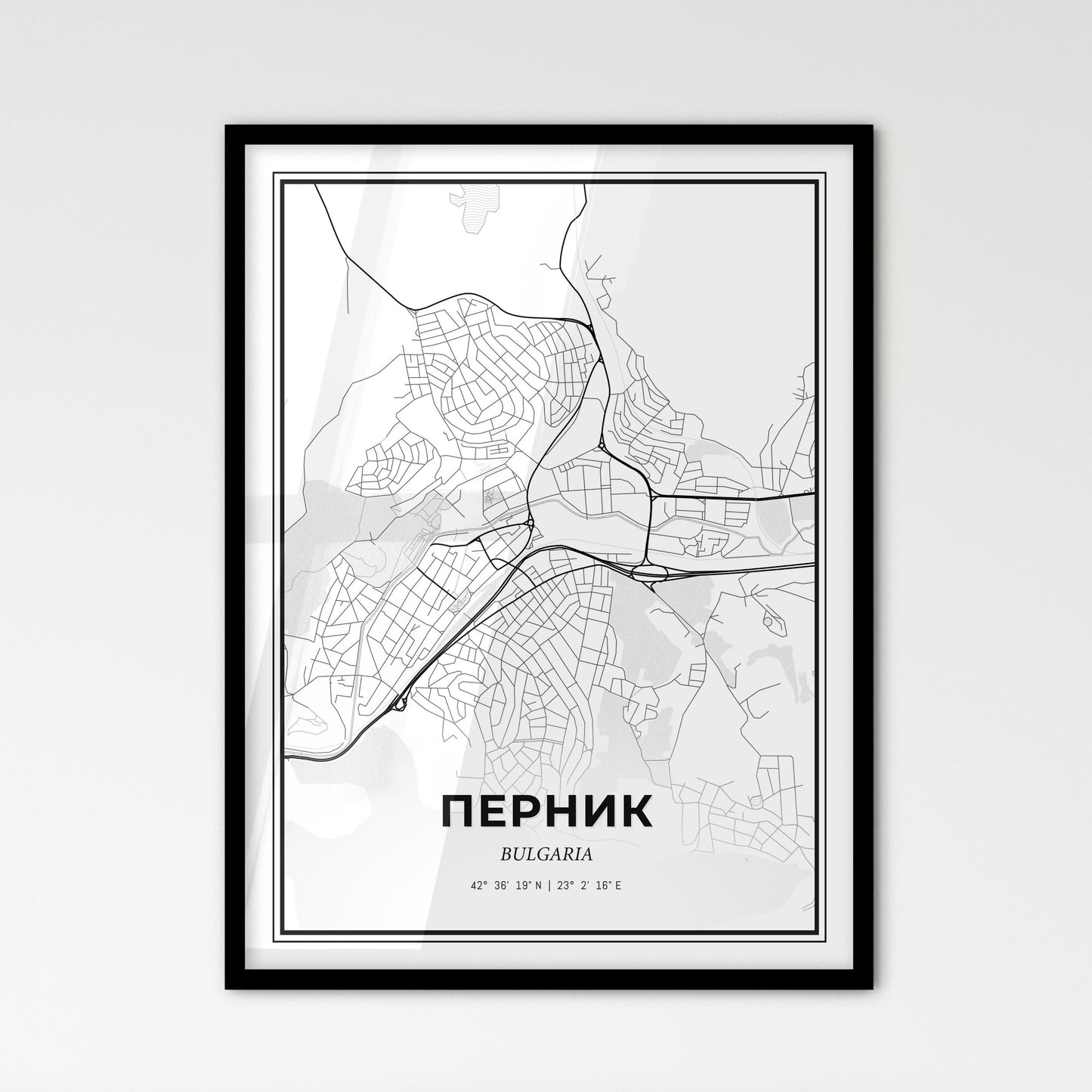 Pernik Bulgaria - Scandinavian Style City Map for Modern Home Decor