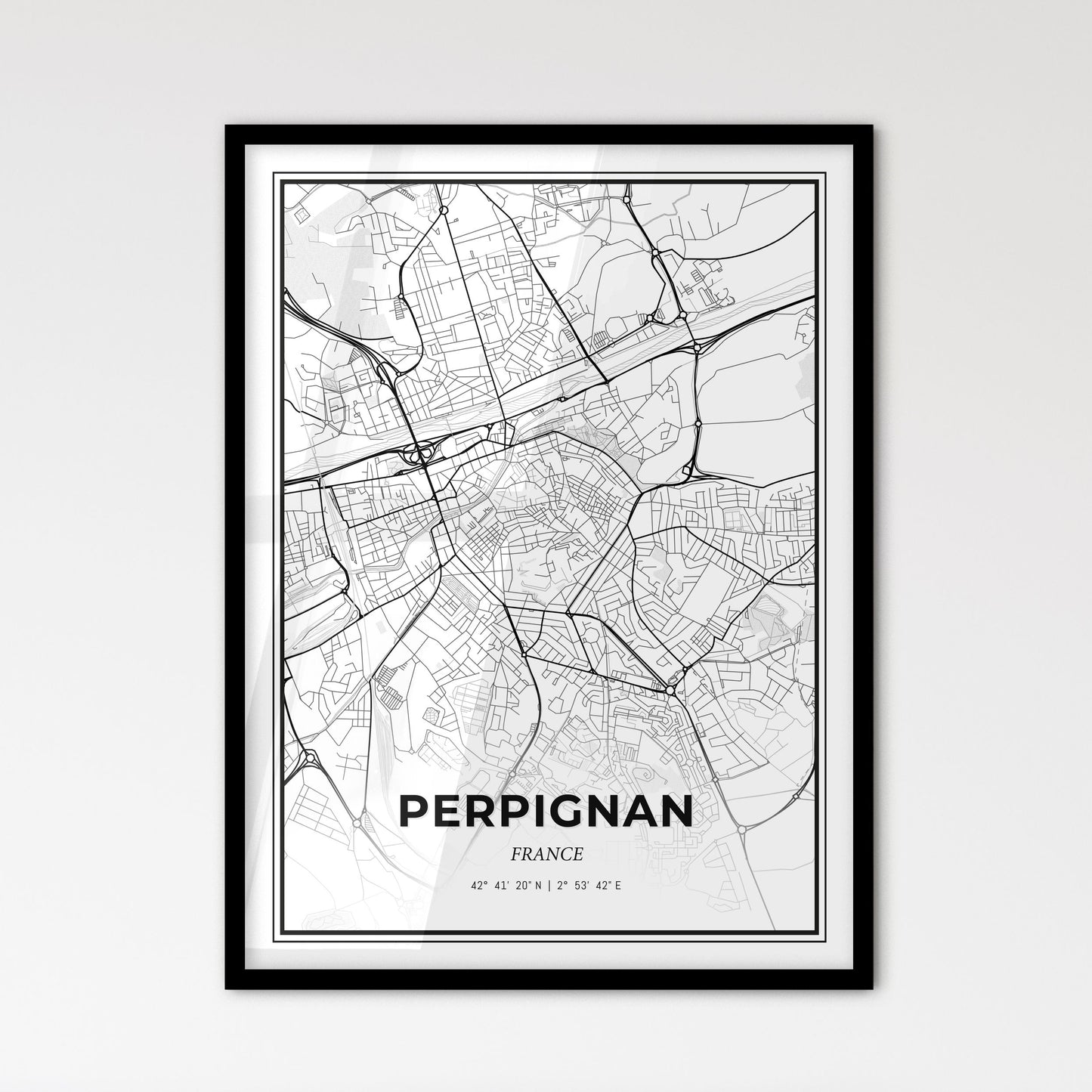 Perpignan France - Scandinavian Style City Map for Modern Home Decor