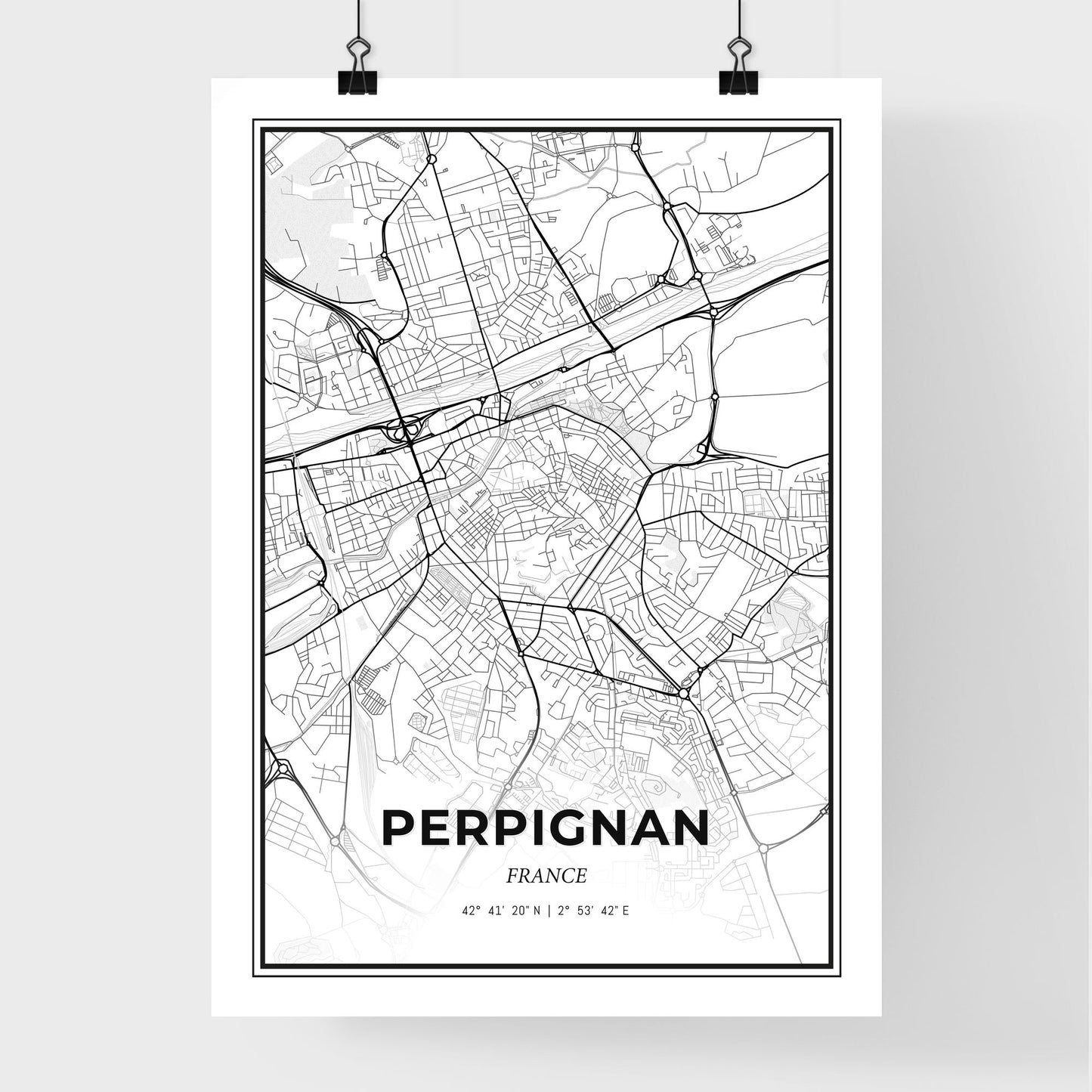 Perpignan France - Premium City Map Poster