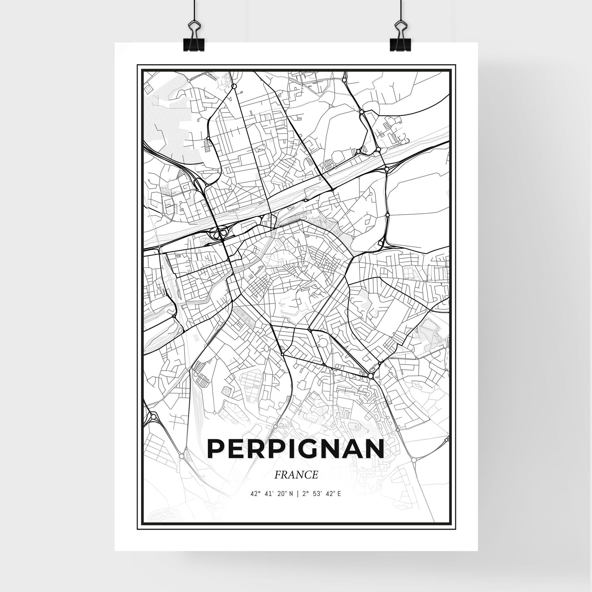 Perpignan France - Premium City Map Poster