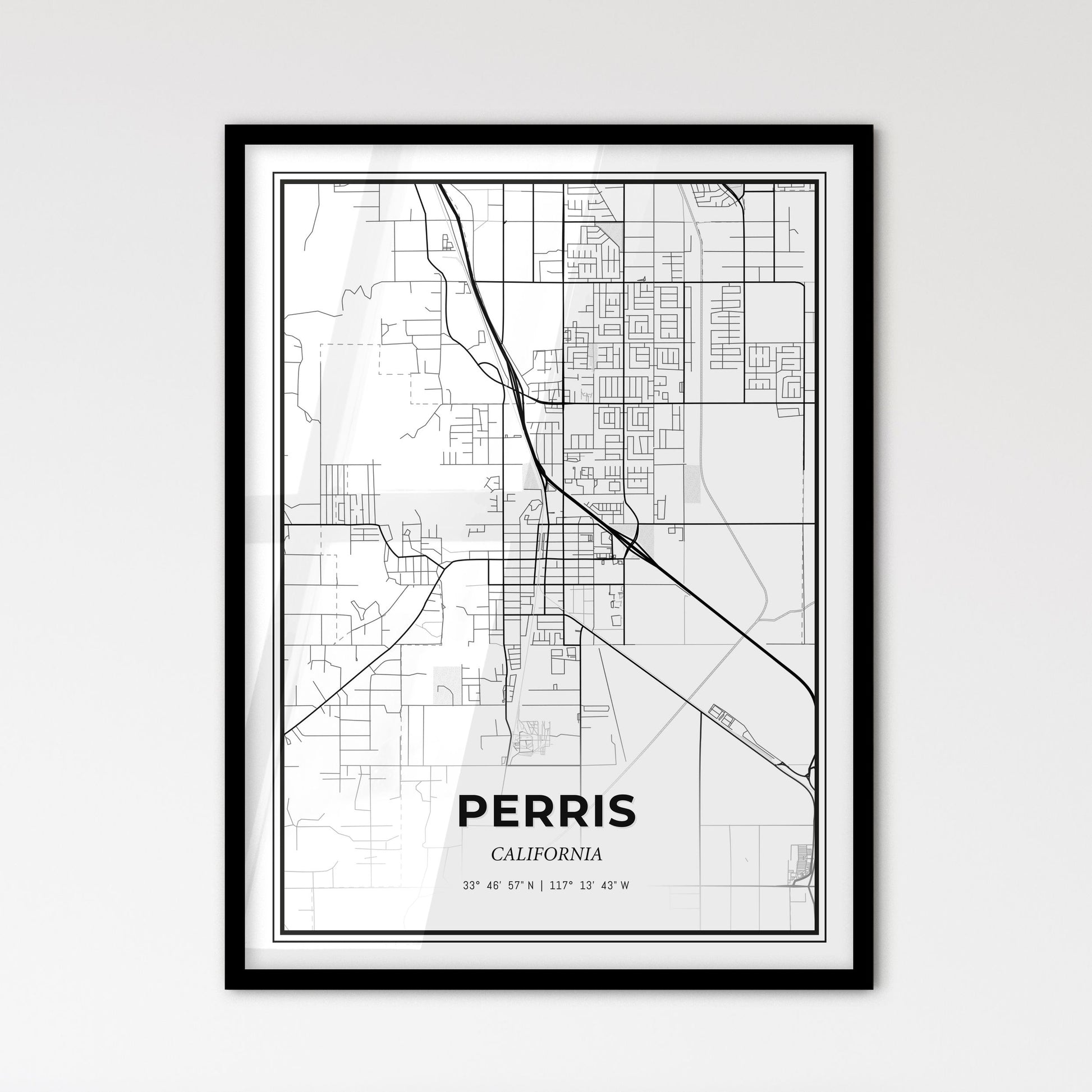 Perris California - Scandinavian Style City Map for Modern Home Decor