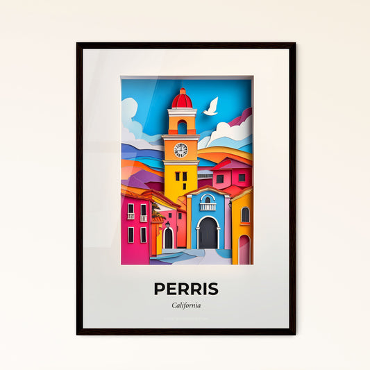 Vivid Perris, California - a colorful town with a clock tower