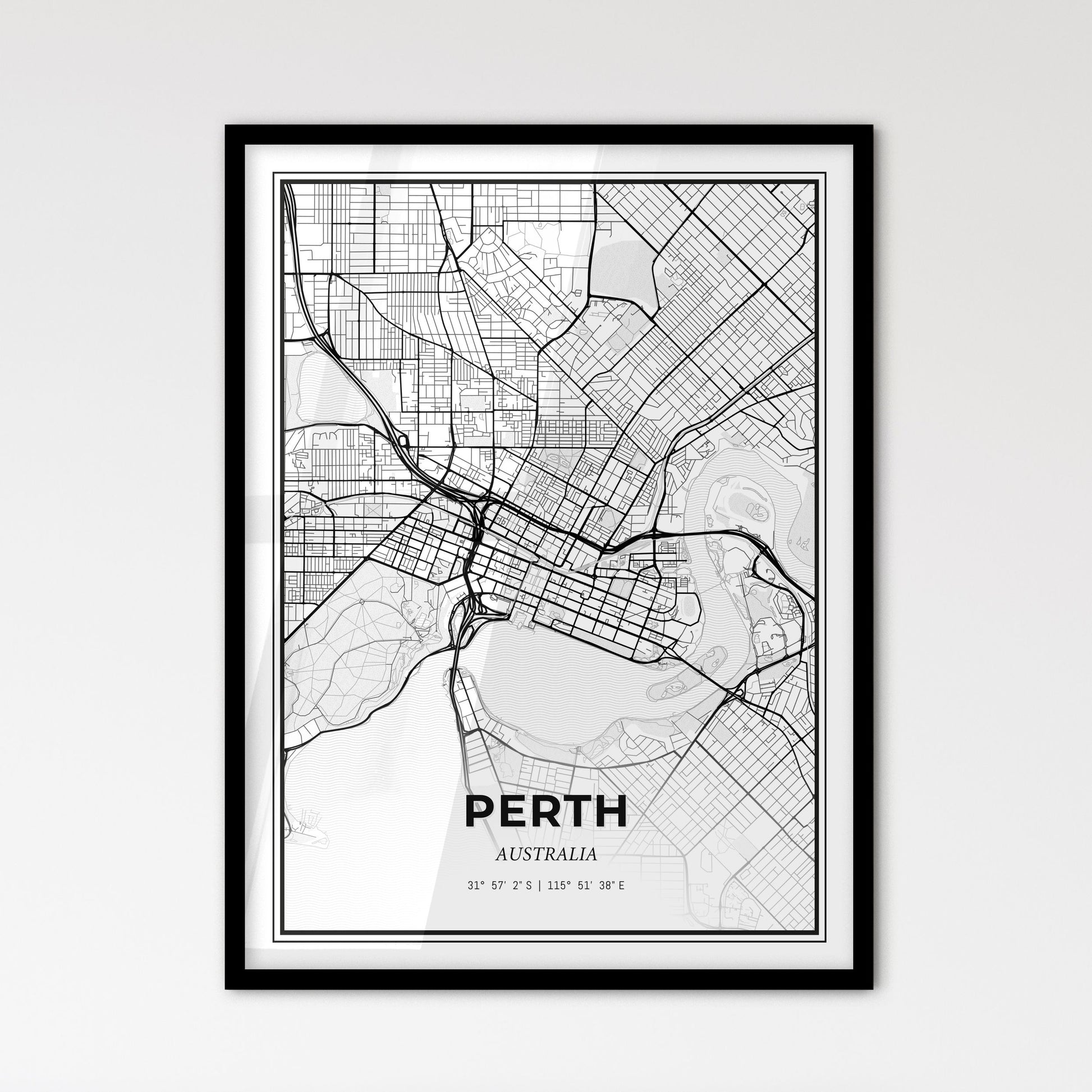 Perth Australia - Scandinavian Style City Map for Modern Home Decor