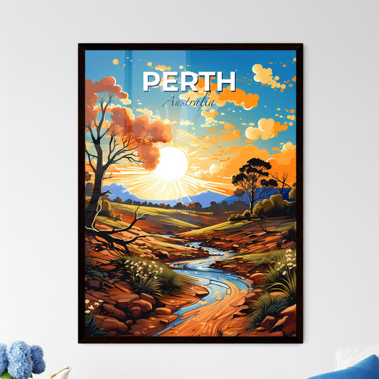 Perth Australia Skyline River Valley Trees Sunset Art Painting Default Title