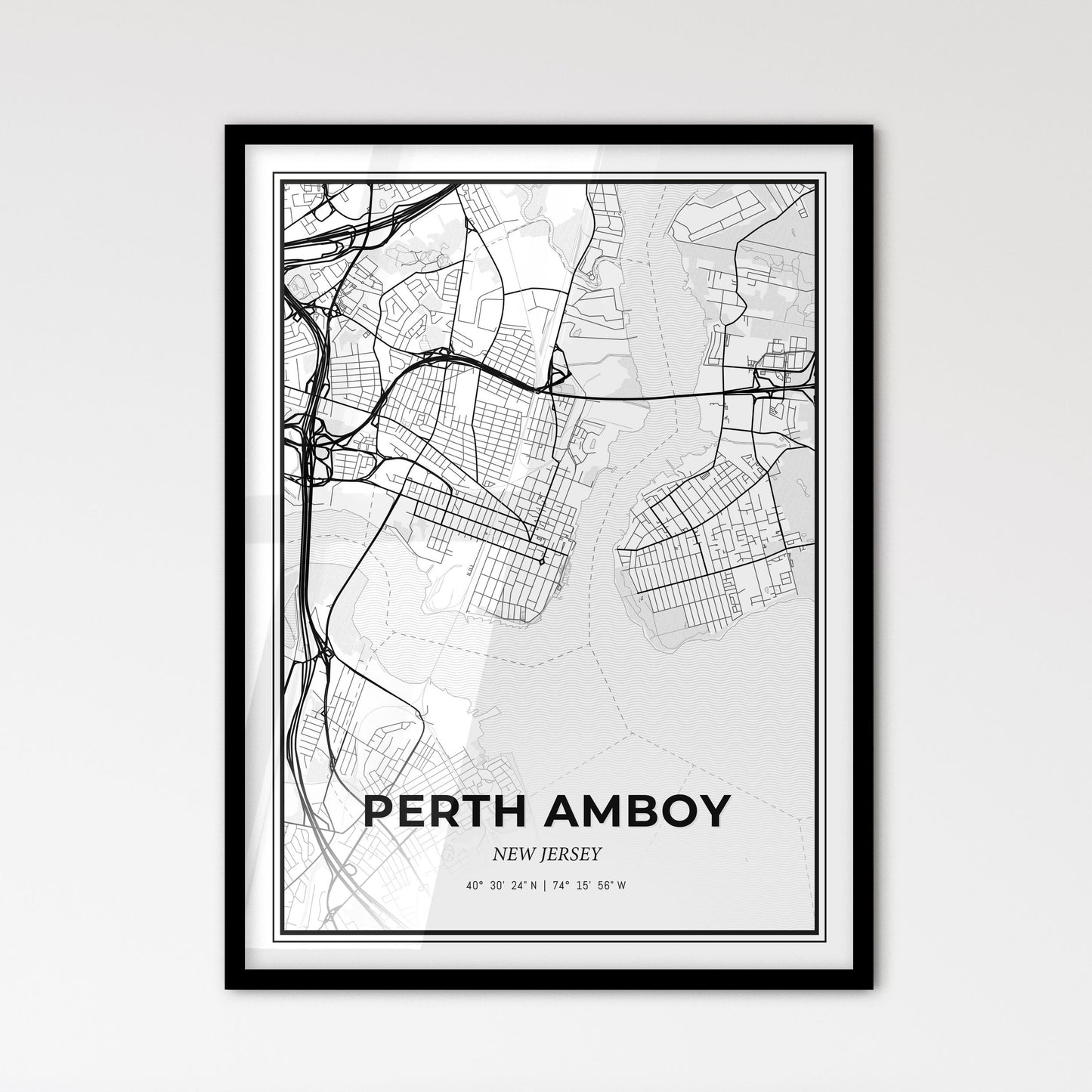 Perth Amboy New Jersey - Scandinavian Style City Map for Modern Home Decor