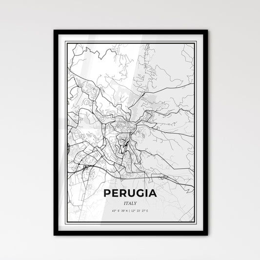 Perugia Italy - Scandinavian Style City Map for Modern Home Decor