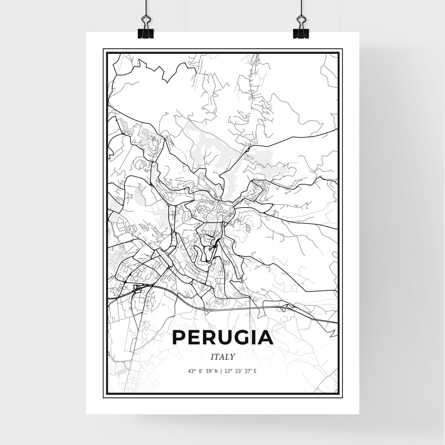 Perugia Italy - Premium City Map Poster