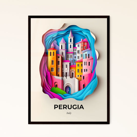 Vivid Perugia, Italy - a paper cut of a city with a rainbow colored building