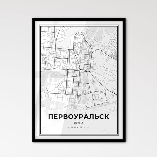 Pervouralsk Russia - Scandinavian Style City Map for Modern Home Decor