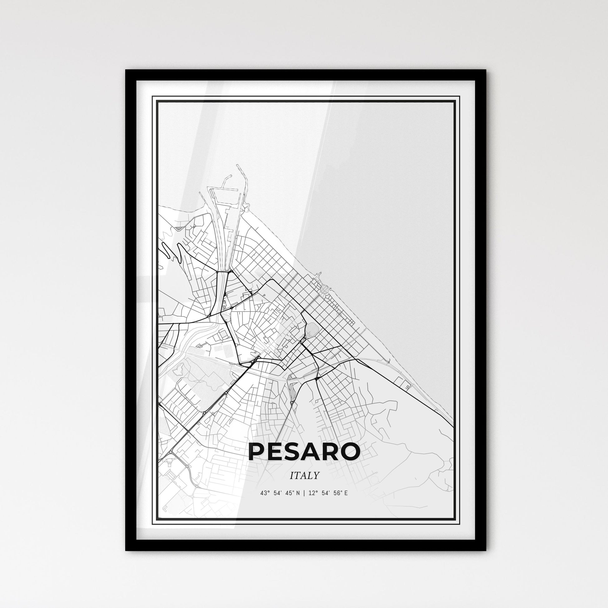 Pesaro Italy - Scandinavian Style City Map for Modern Home Decor