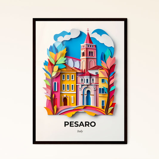 Vivid Pesaro, Italy - a paper cut of a church and a tree