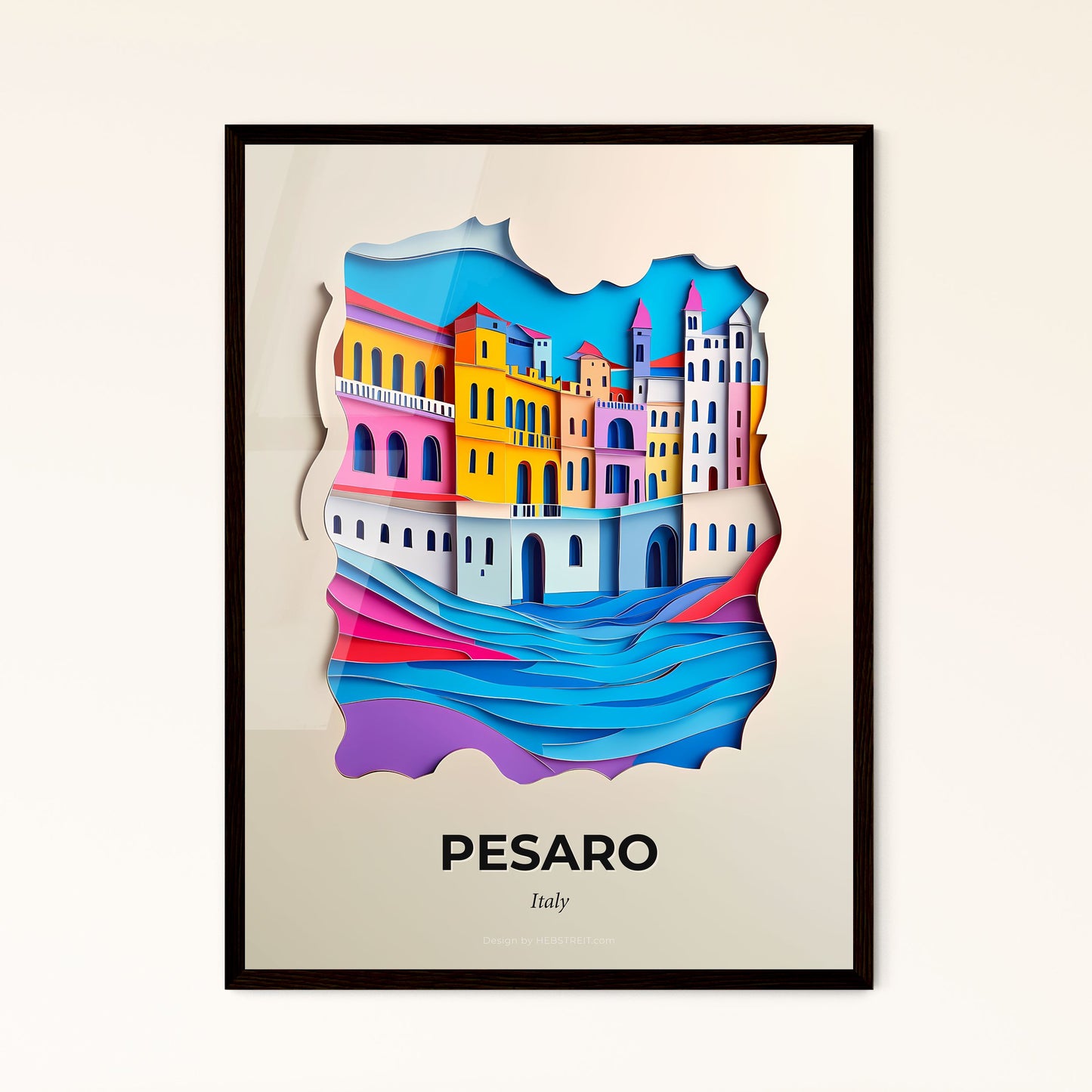 Vivid Pesaro, Italy - a paper cut of a city by the water