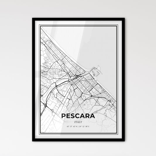 Pescara Italy - Scandinavian Style City Map for Modern Home Decor