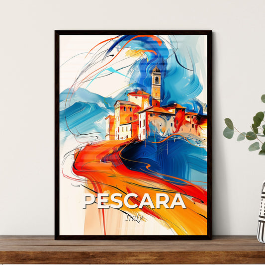 Vibrant Pescara, Italy - A Painting Of A Building On A Hill