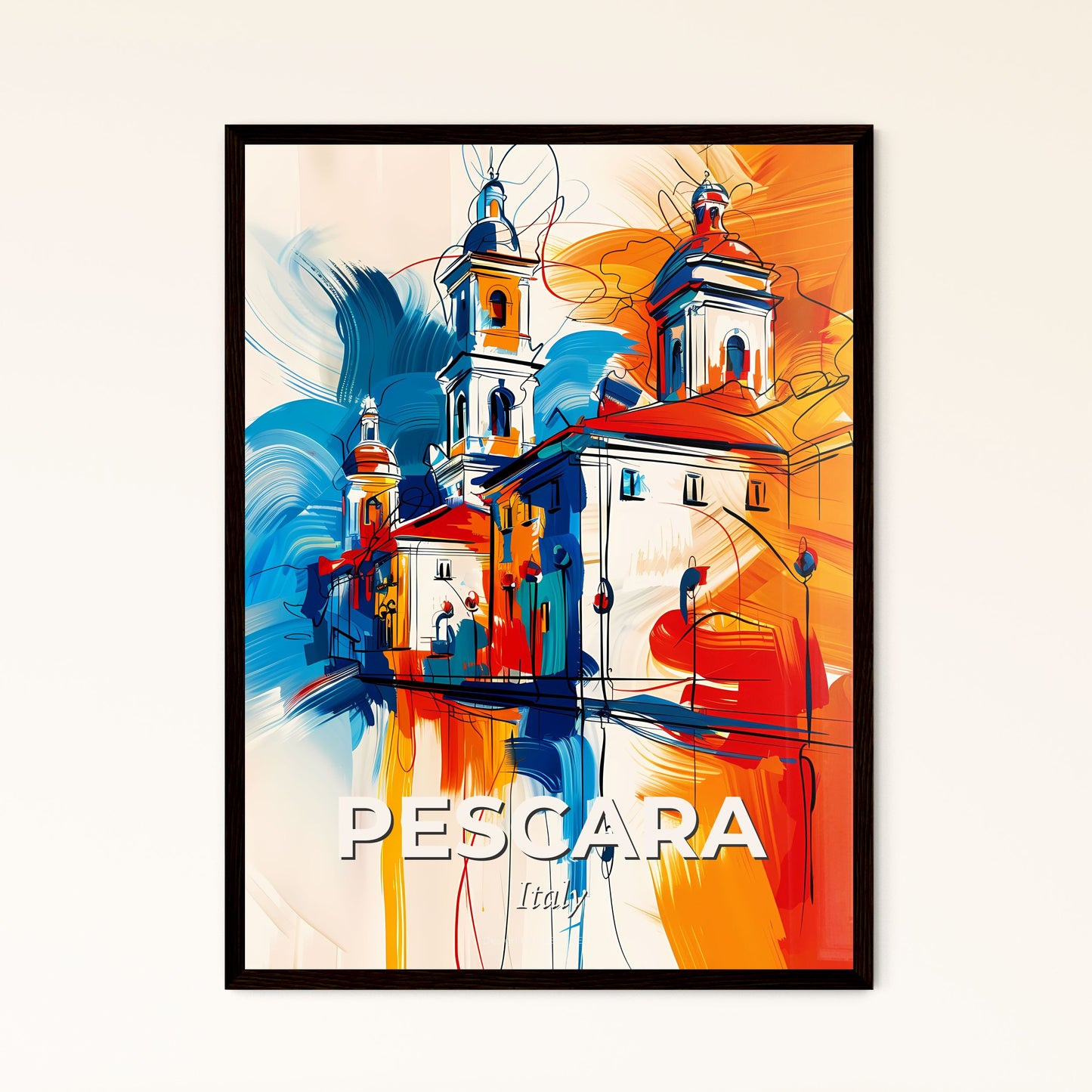 Vibrant Pescara, Italy - A Painting Of A Building With Colorful Paint