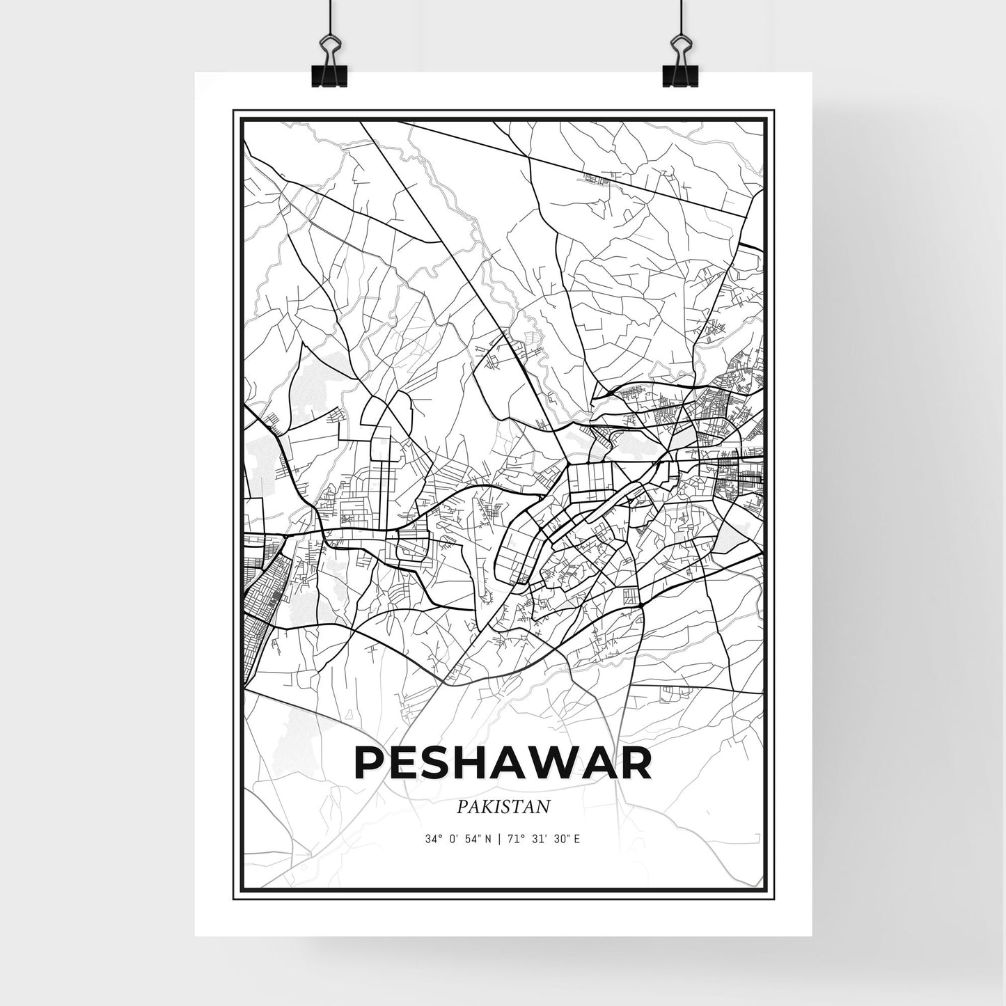 Peshawar Pakistan - Premium City Map Poster