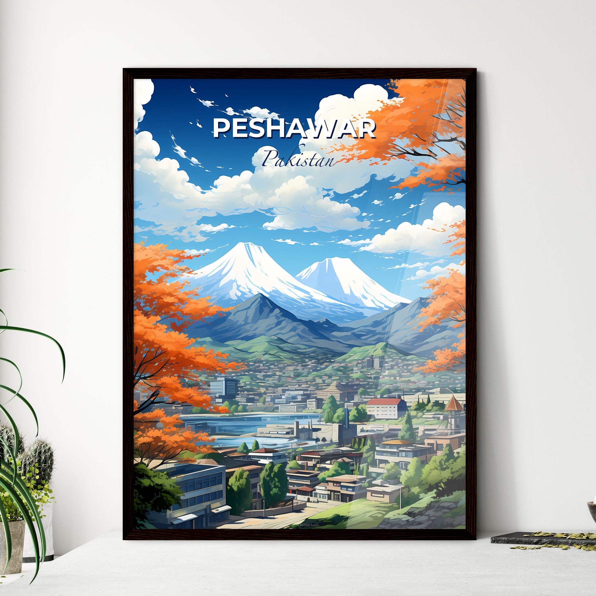 Peshawar Pakistan Cityscape Painting Skyline Panorama Landscape Art Default Title