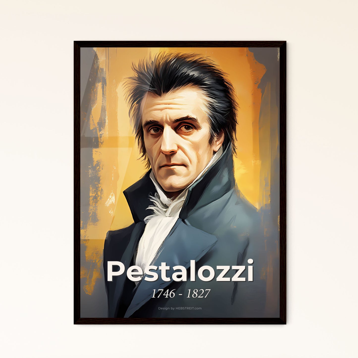 Portrait of Pestalozzi, 1746 - 1827. Impressionistic painting of a man in a coat.