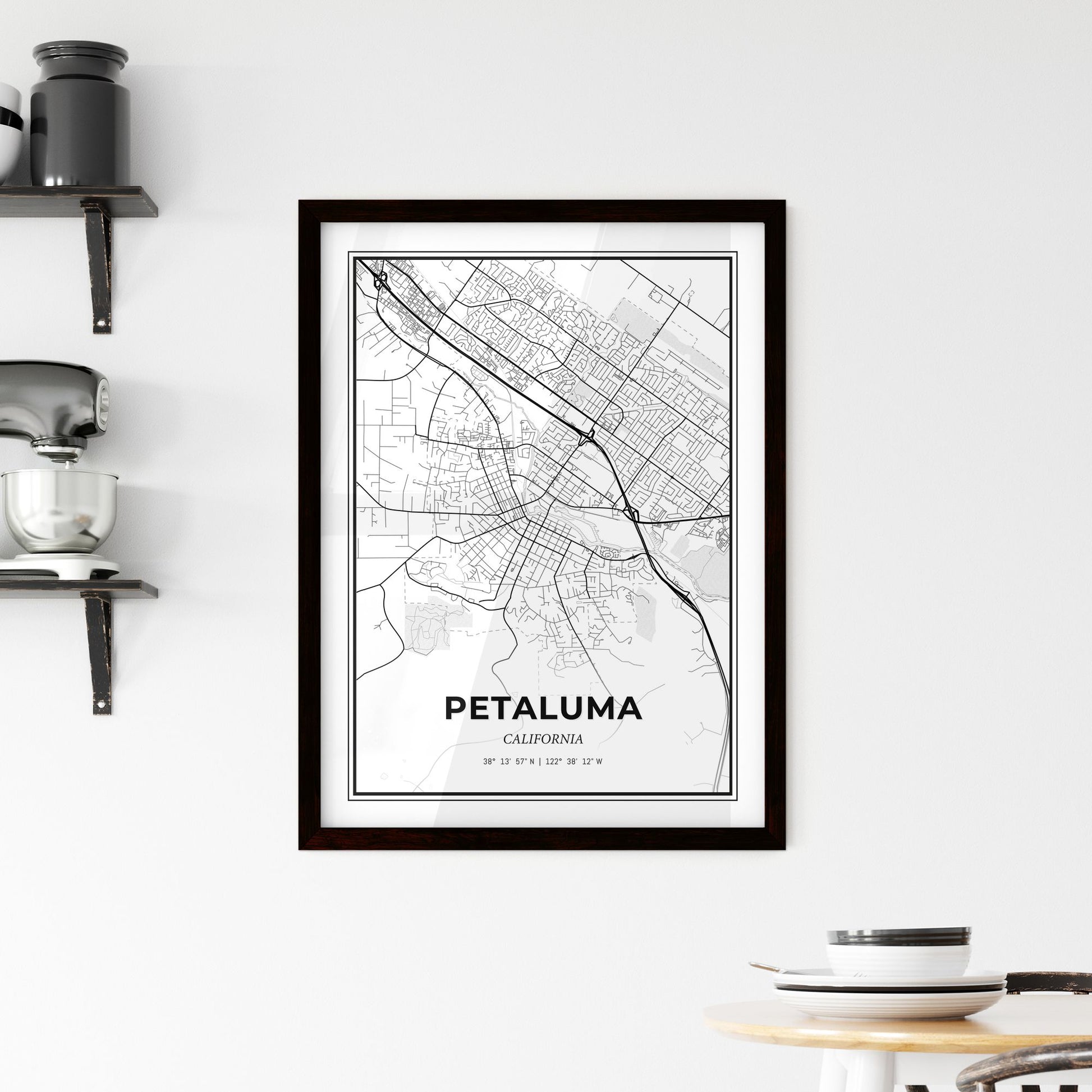 Petaluma California - Minimal City Map