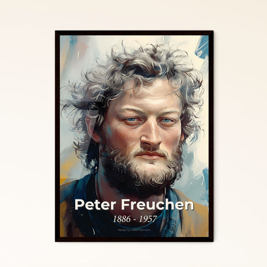 Portrait of Peter Freuchen, 1886 - 1957. Impressionistic painting of a man with a beard.