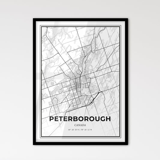 Peterborough Canada - Scandinavian Style City Map for Modern Home Decor