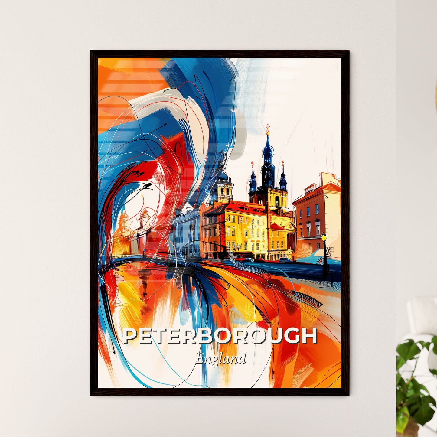 Vibrant Peterborough, England - A Colorful Painting Of A Building