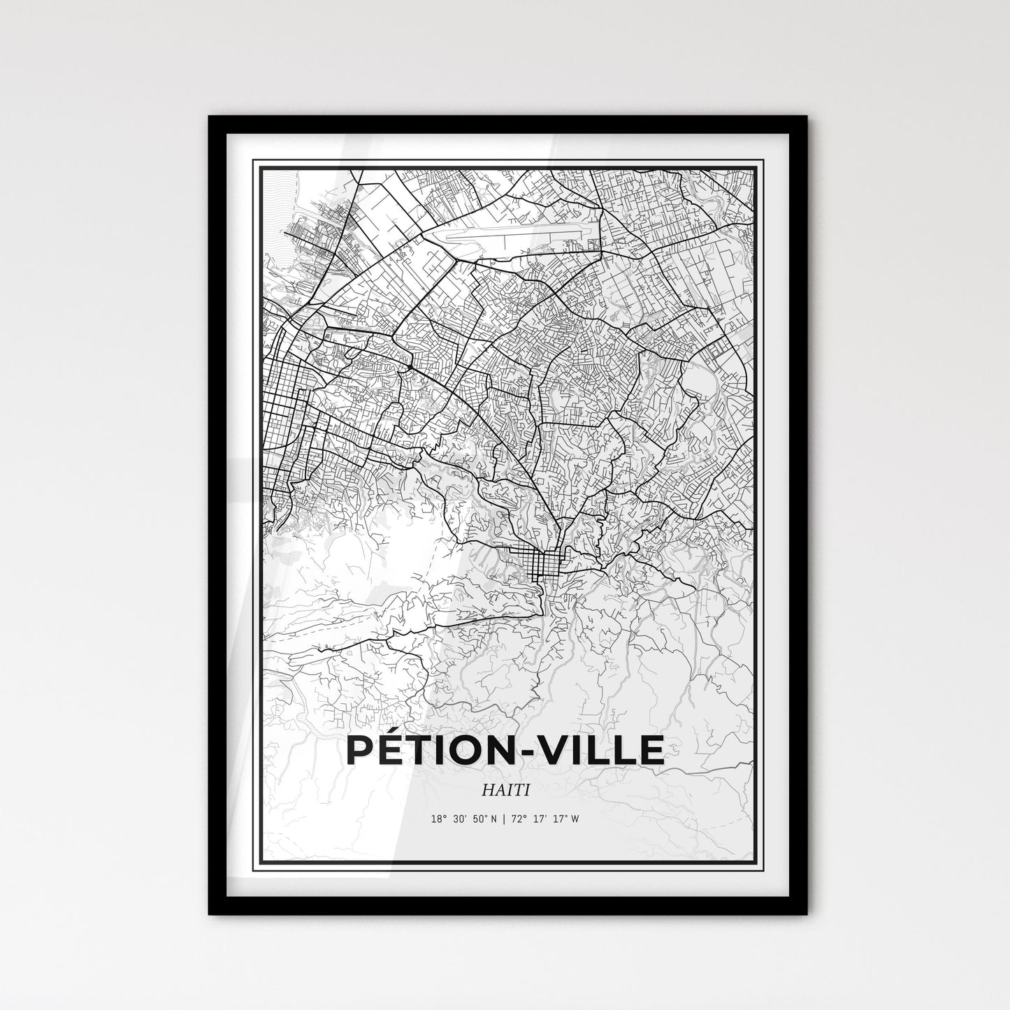 Pétion-Ville Haiti - Scandinavian Style City Map for Modern Home Decor