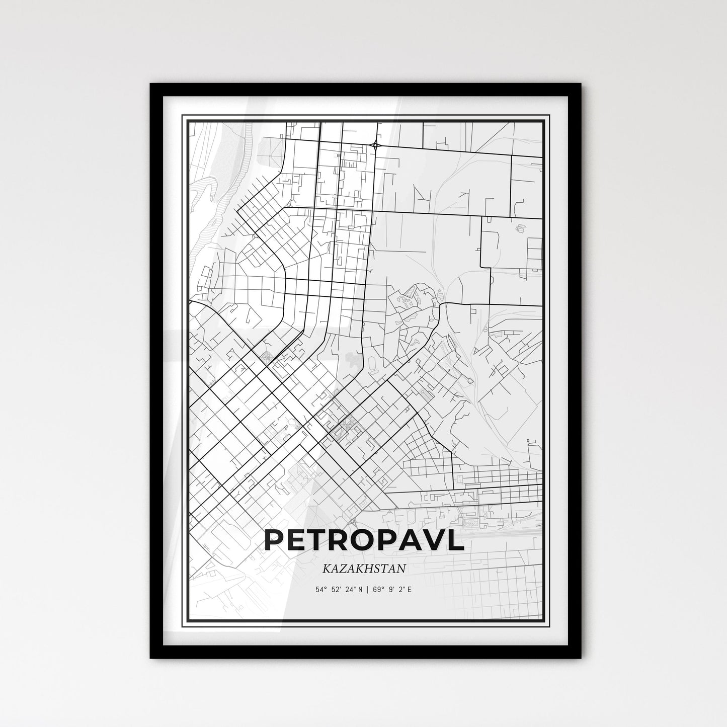 Petropavl Kazakhstan - Scandinavian Style City Map for Modern Home Decor