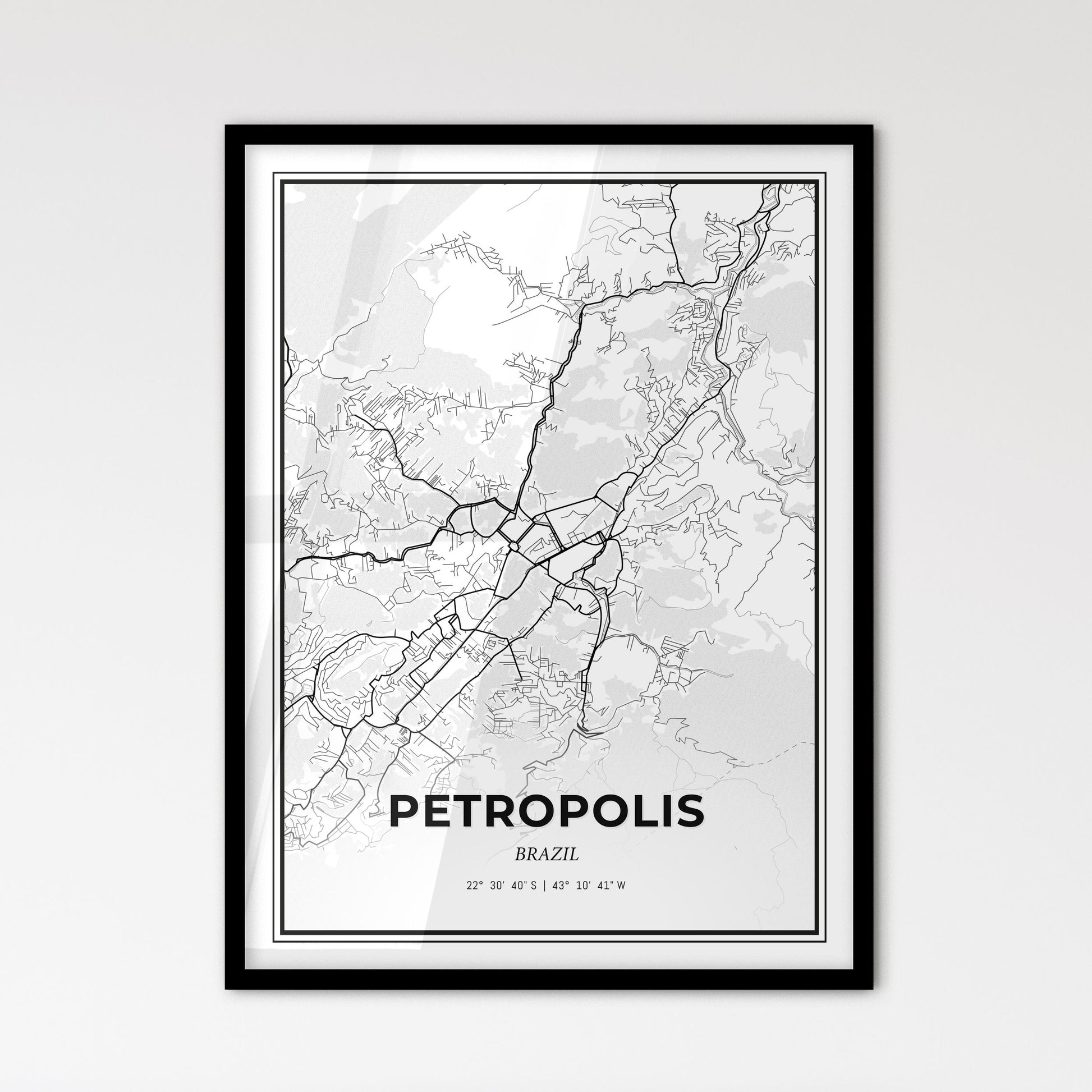 Petropolis Brazil - Scandinavian Style City Map for Modern Home Decor