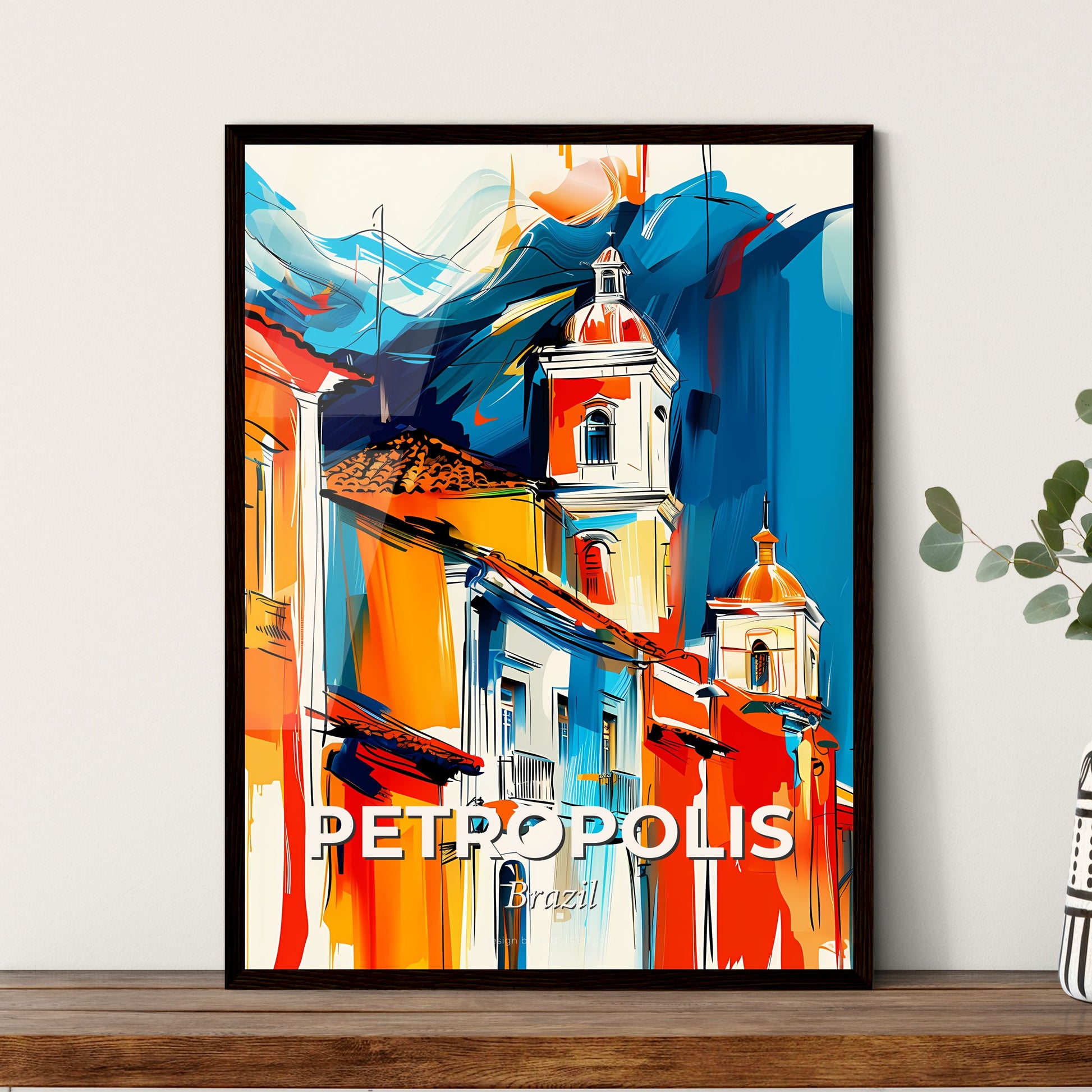 Vibrant Petropolis, Brazil - A Painting Of A Colorful Building