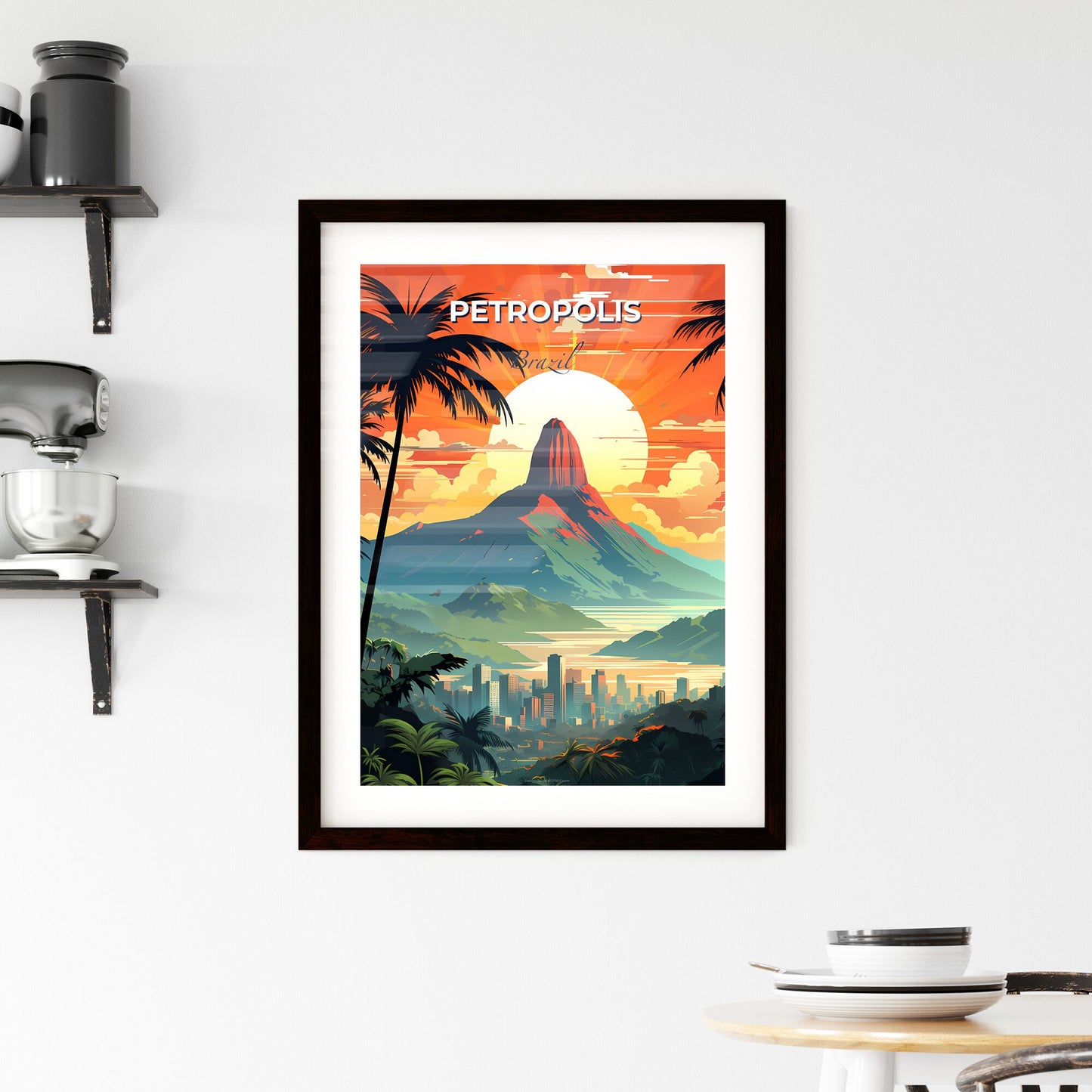 Petropolis Skyline Mountain City Vibrant Painting Art Landscape Travel Destination Brazil Default Title