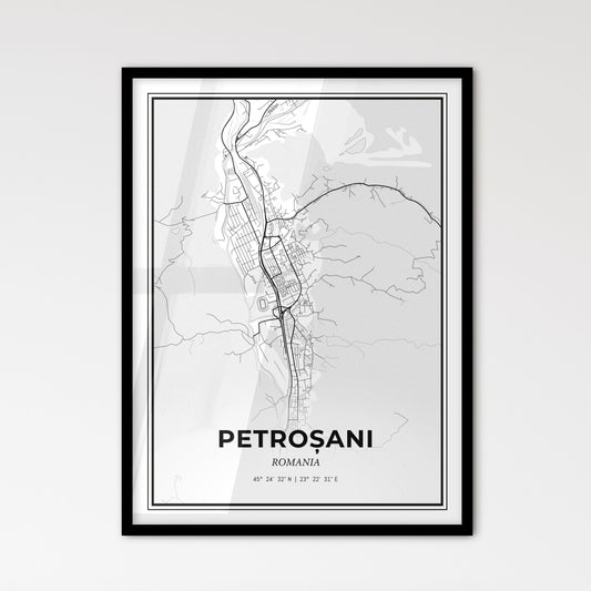 Petroșani Romania - Scandinavian Style City Map for Modern Home Decor