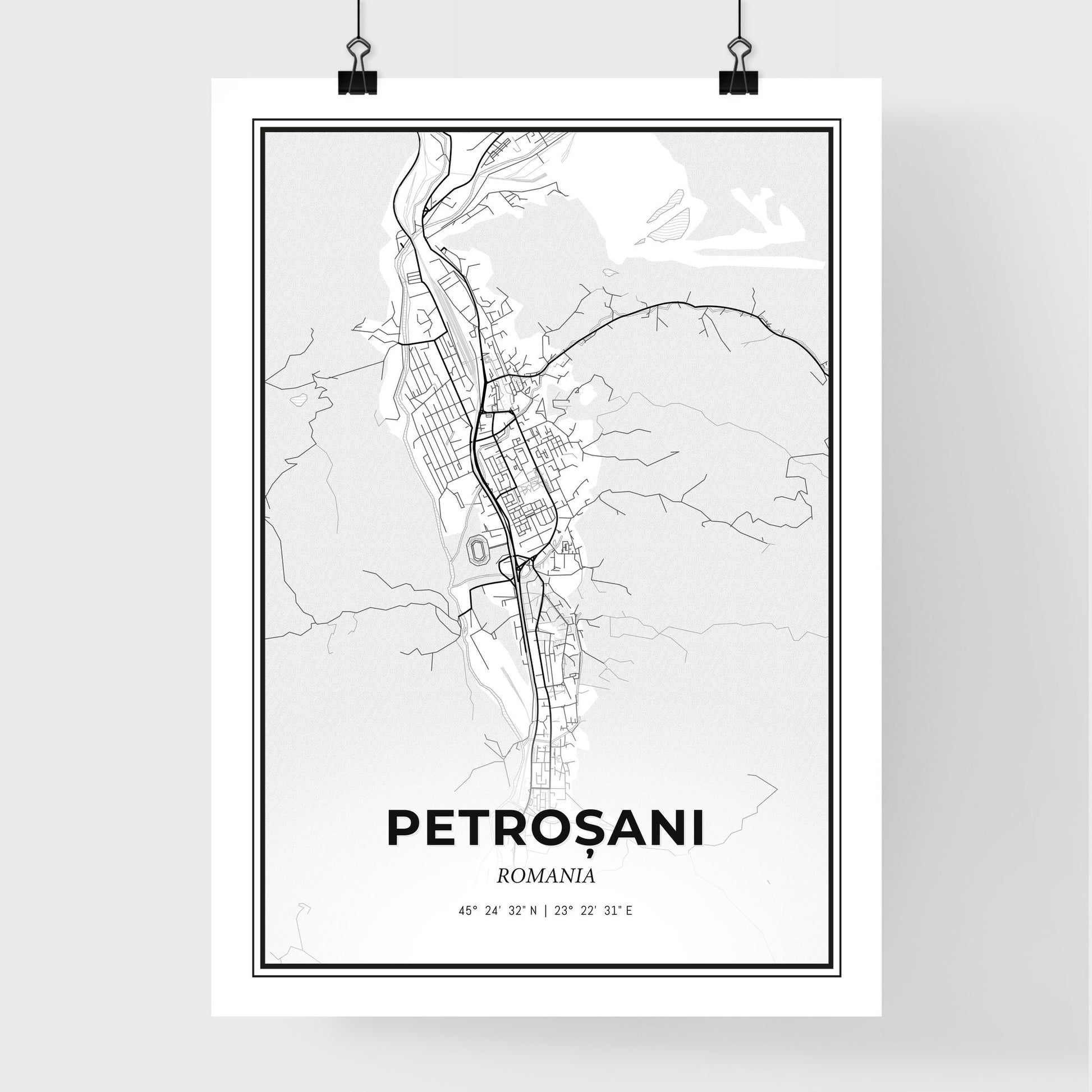 Petroșani Romania - Premium City Map Poster