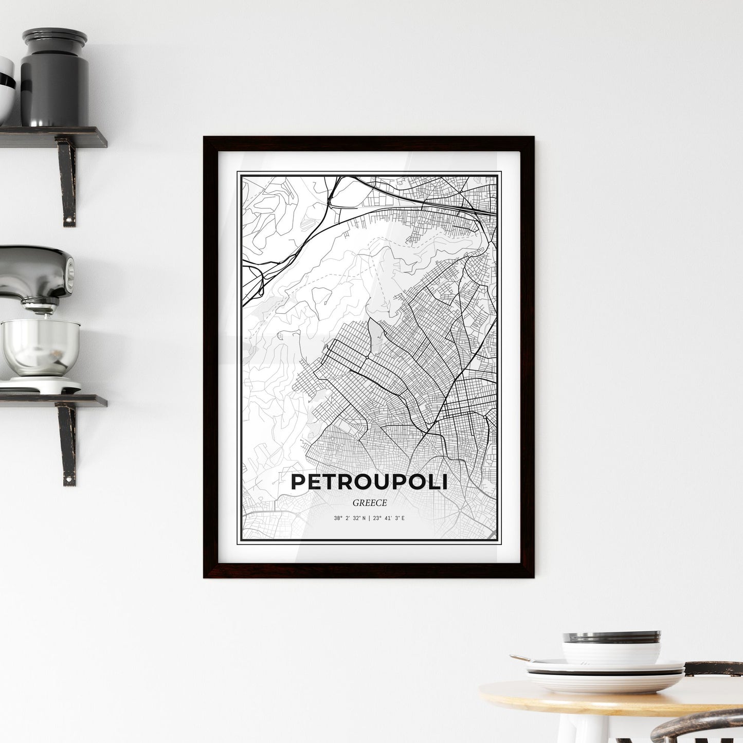 Petroupoli Greece - Minimal City Map