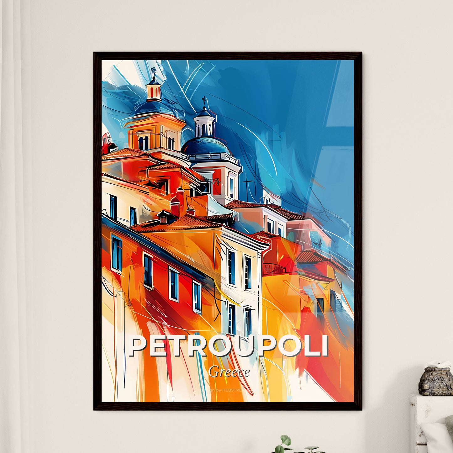 Vibrant Petroupoli, Greece - A Painting Of A Building