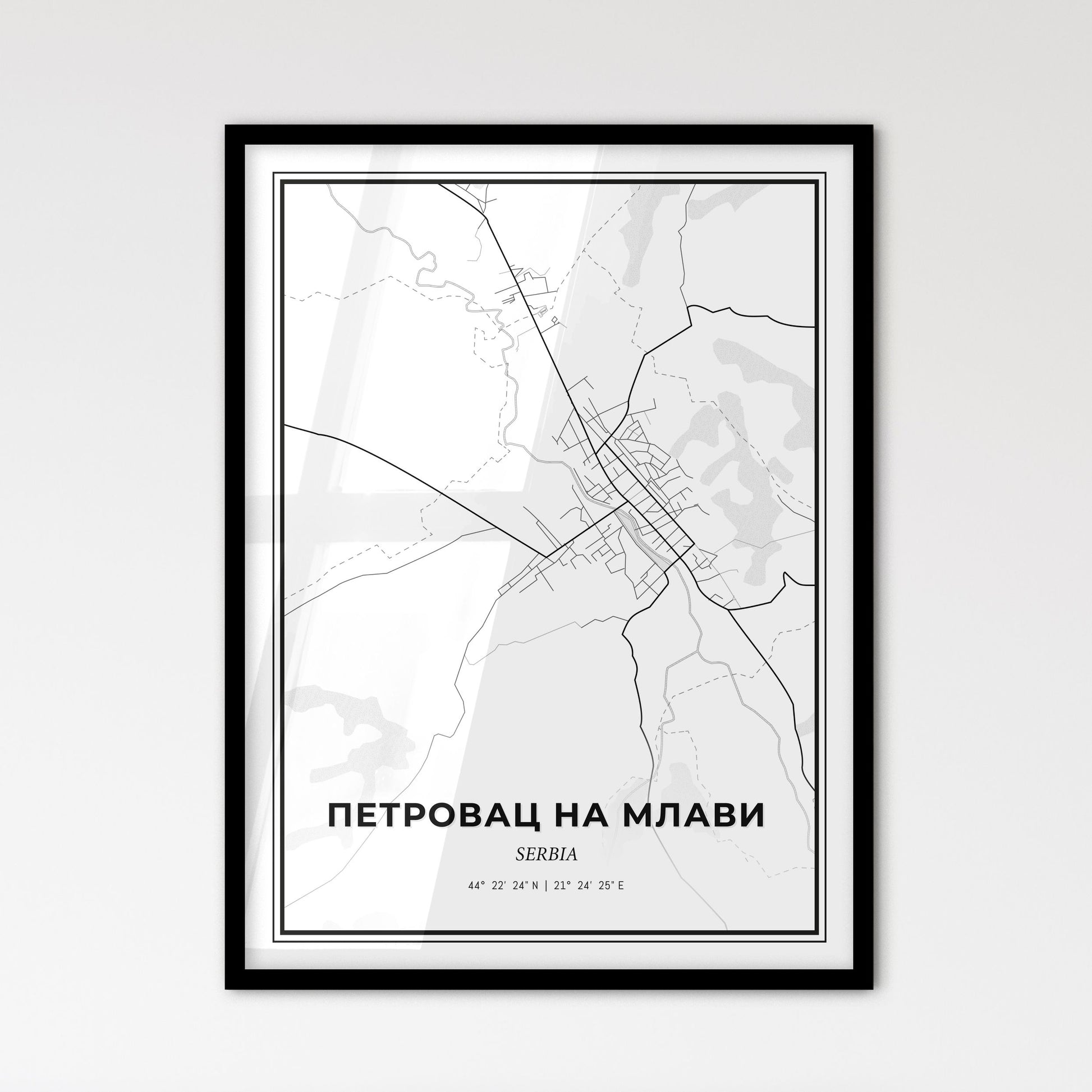 Petrovac na Mlavi Serbia - Scandinavian Style City Map for Modern Home Decor