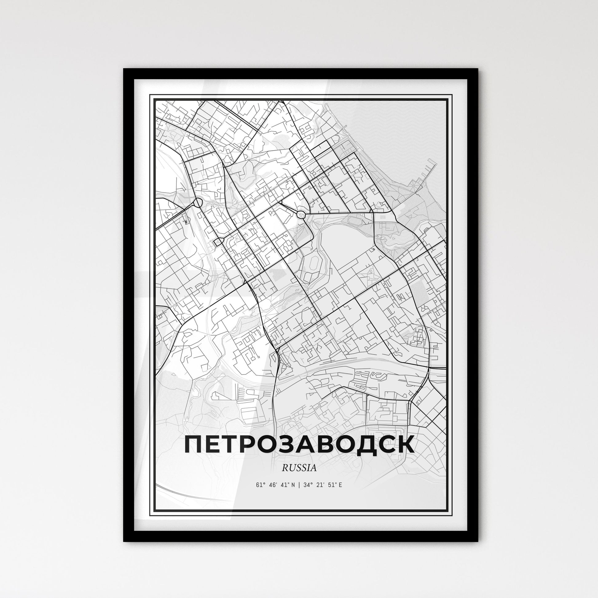 Petrozavodsk Russia - Scandinavian Style City Map for Modern Home Decor