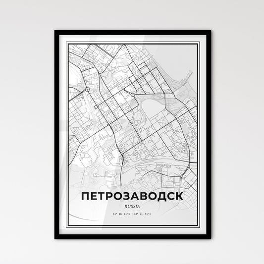 Petrozavodsk Russia - Scandinavian Style City Map for Modern Home Decor