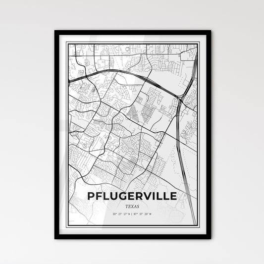 Pflugerville Texas - Scandinavian Style City Map for Modern Home Decor